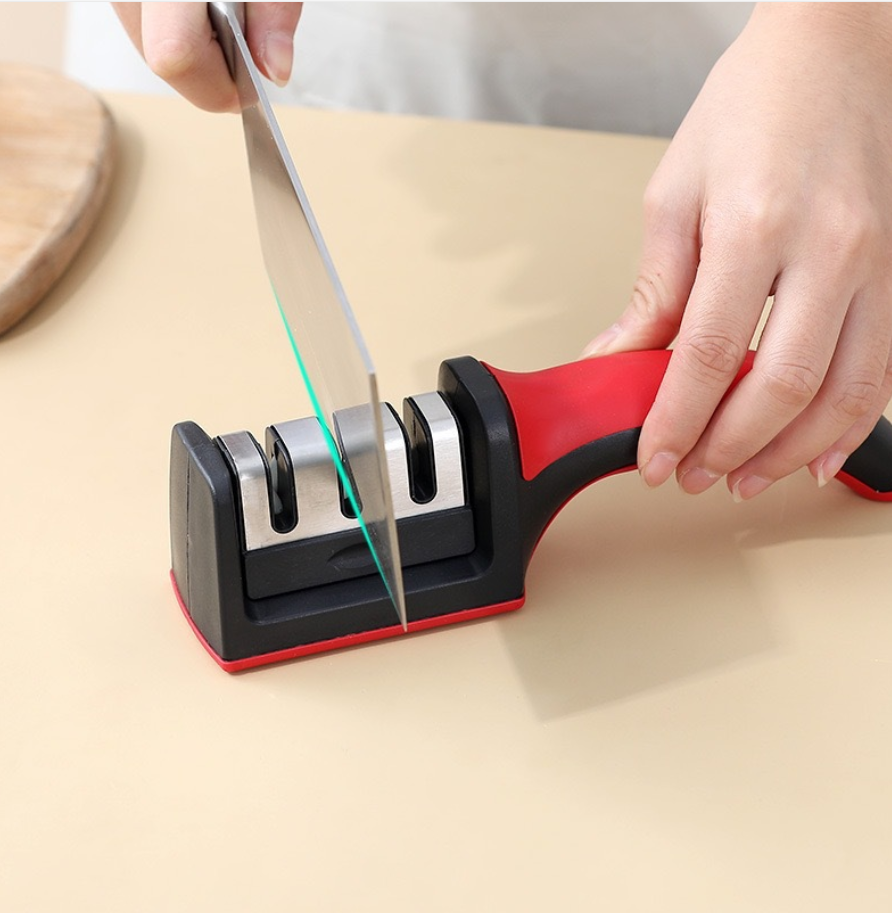 3-Stage Knife Sharpener for Kitchen Knives, Precision Sharpening Rod with Coarse, Medium, Fine & Honing Stages