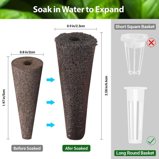 Growell 120Pcs Hydroponic Pods Kit, 60 Grow Sponges with 60 Pod Labels, Hydroponics Supplies, Grower Pods Refill Compatible with AeroGarden & Most Growing System, Seed Starter Pods for Indoor Garden,GWHS11ACCY1