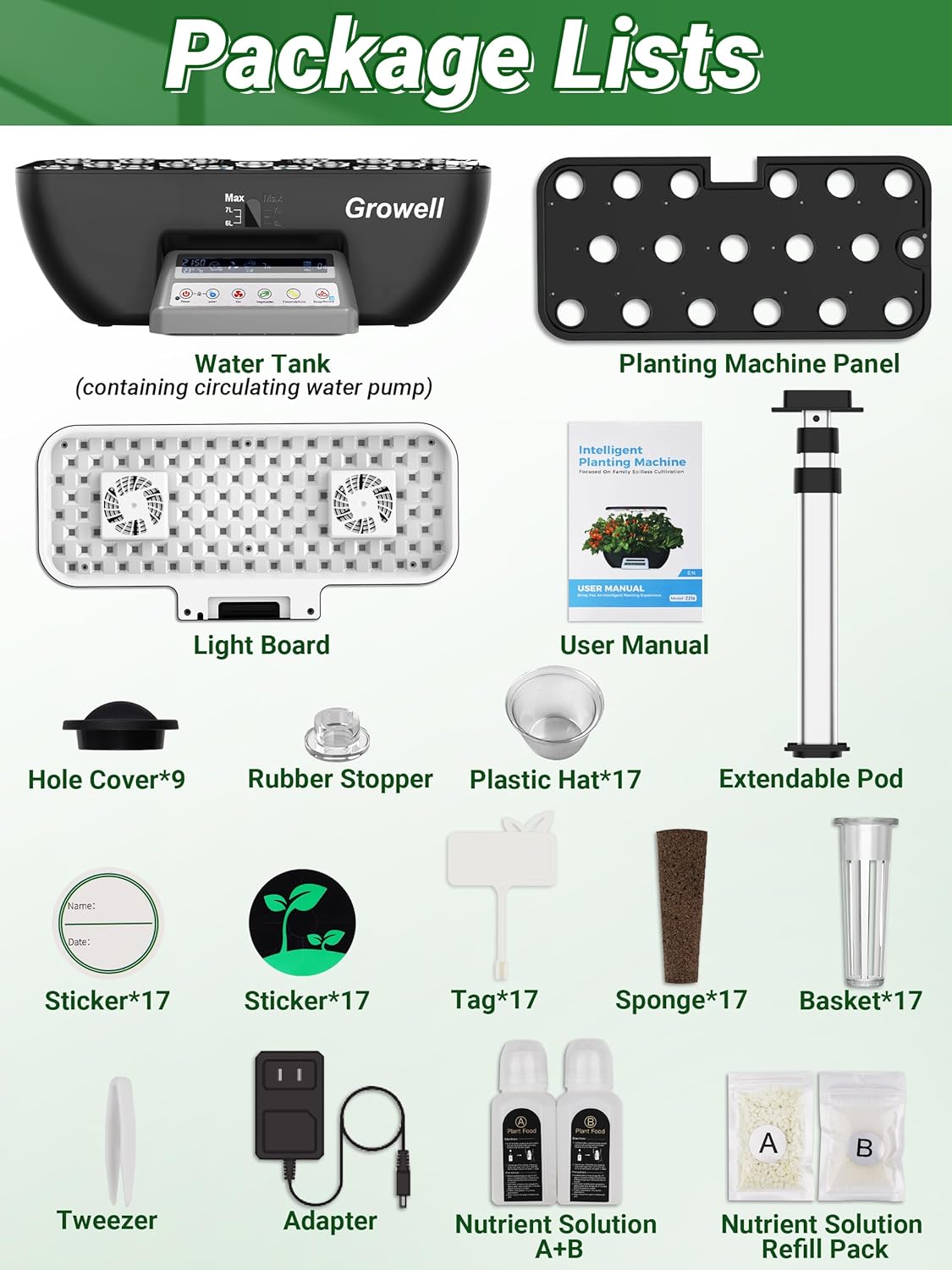 Hydroponics Growing System Kit, 16 Pods Indoor Garden with 28W Full Spectrum LED Grow Light