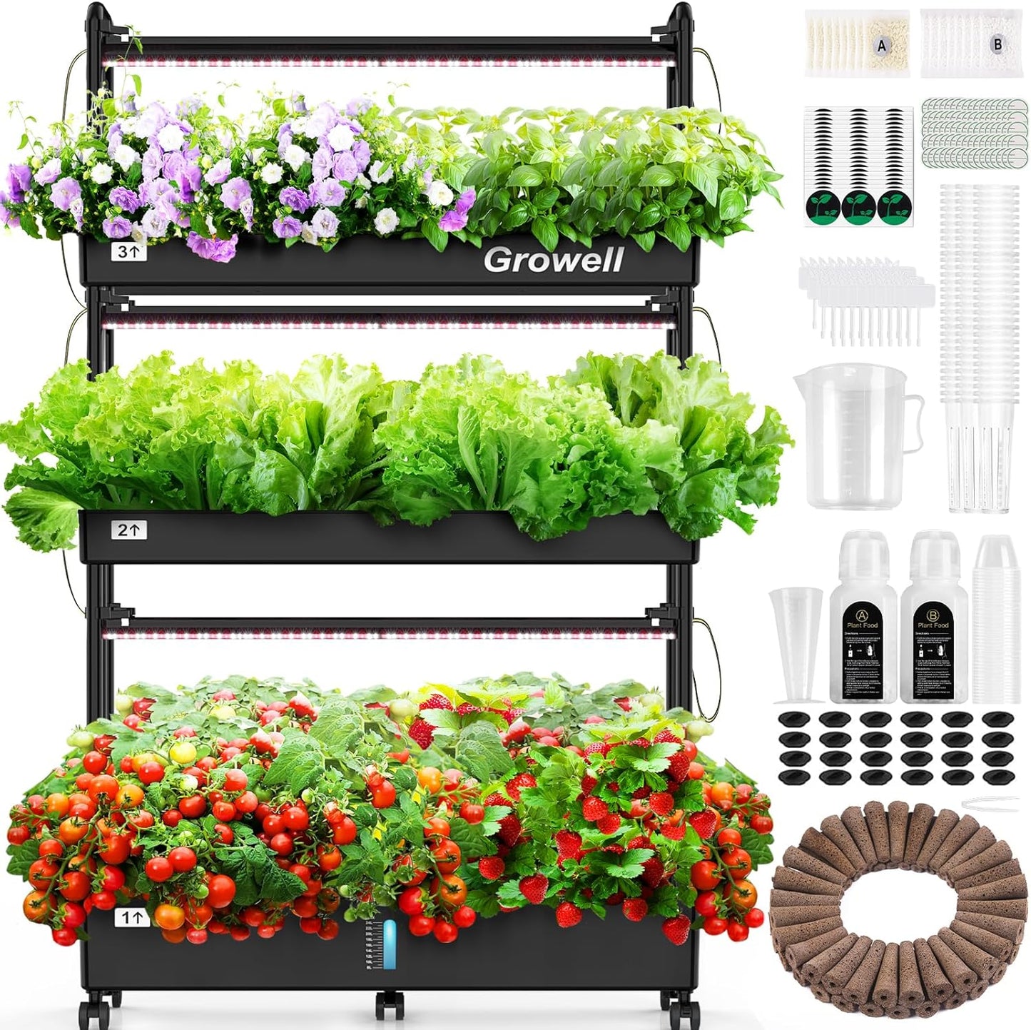 HS03 Hydroponics Growing System Kit, 60 Pods Vertical Indoor Garden with LED Grow Light