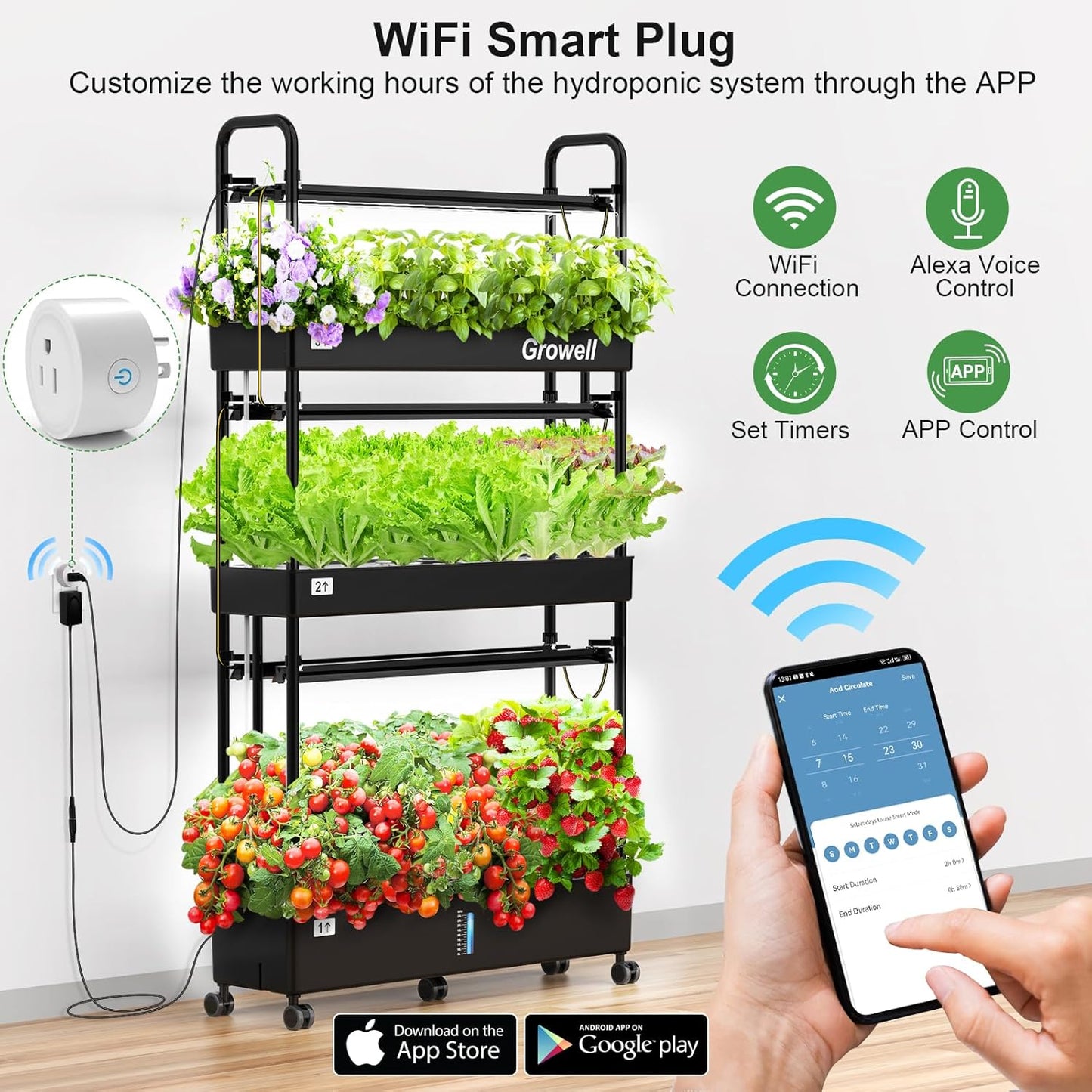 HS03 Hydroponics Growing System Kit, 60 Pods Vertical Indoor Garden with LED Grow Light