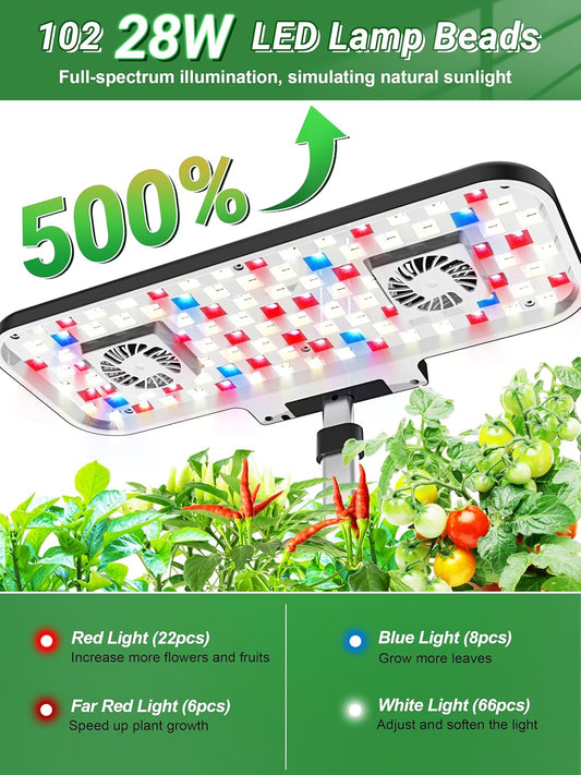 Hydroponics Growing System Kit, 17 Pods Indoor Garden with 28W Full Spectrum LED Grow Light(GWHS02GY)
