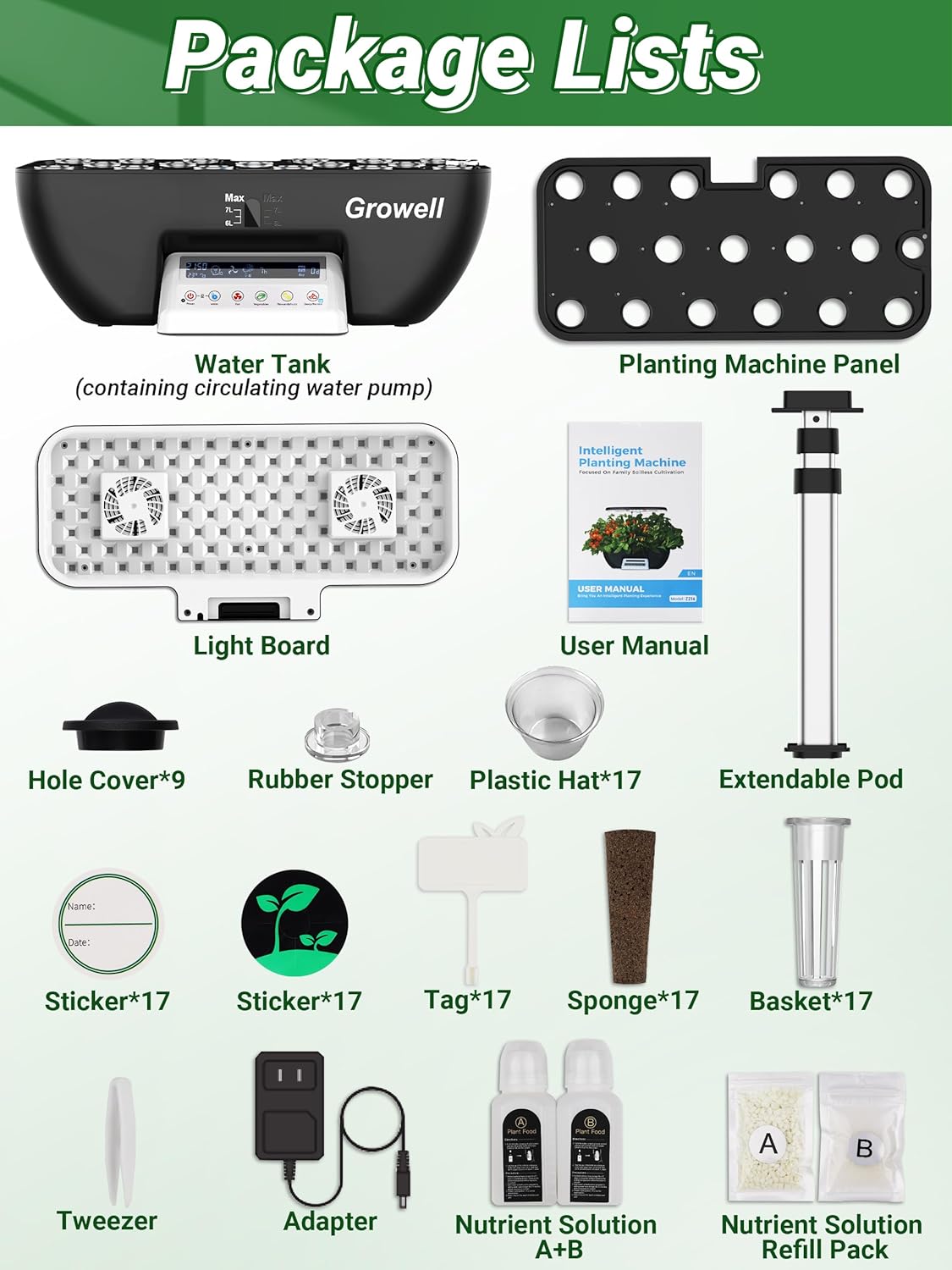 Hydroponics Growing System Kit, 16 Pods Indoor Garden with 28W Full Spectrum LED Grow Light