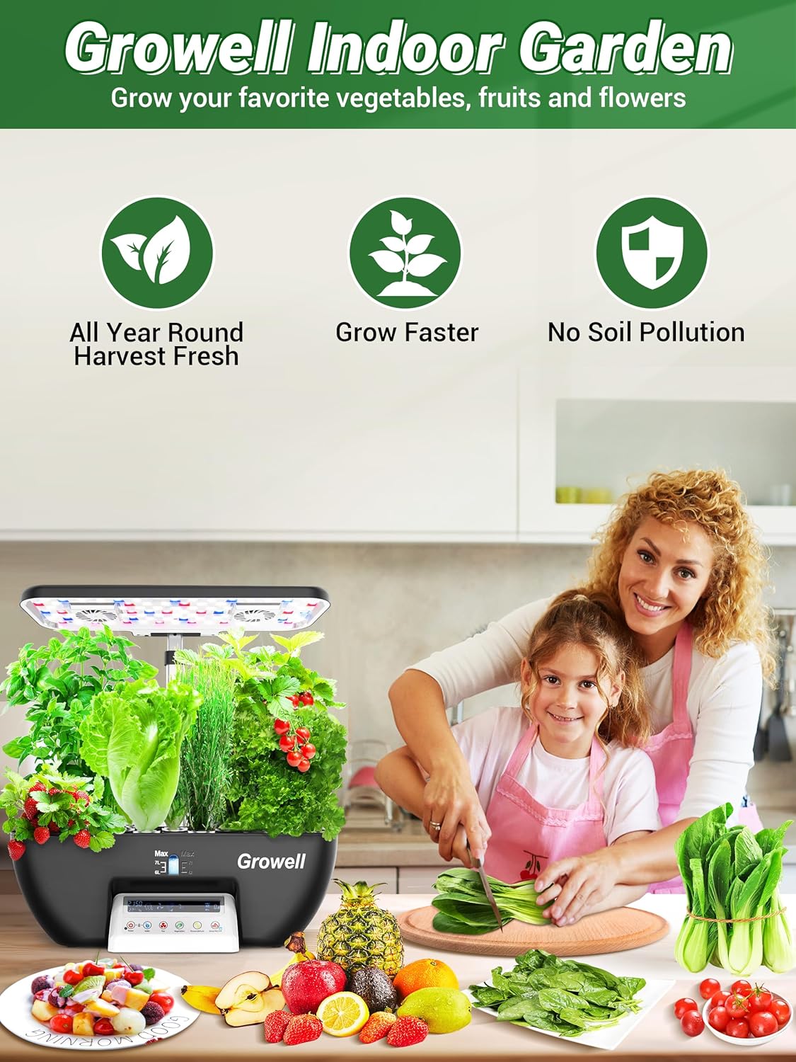 Hydroponics Growing System Kit, 16 Pods Indoor Garden with 28W Full Spectrum LED Grow Light