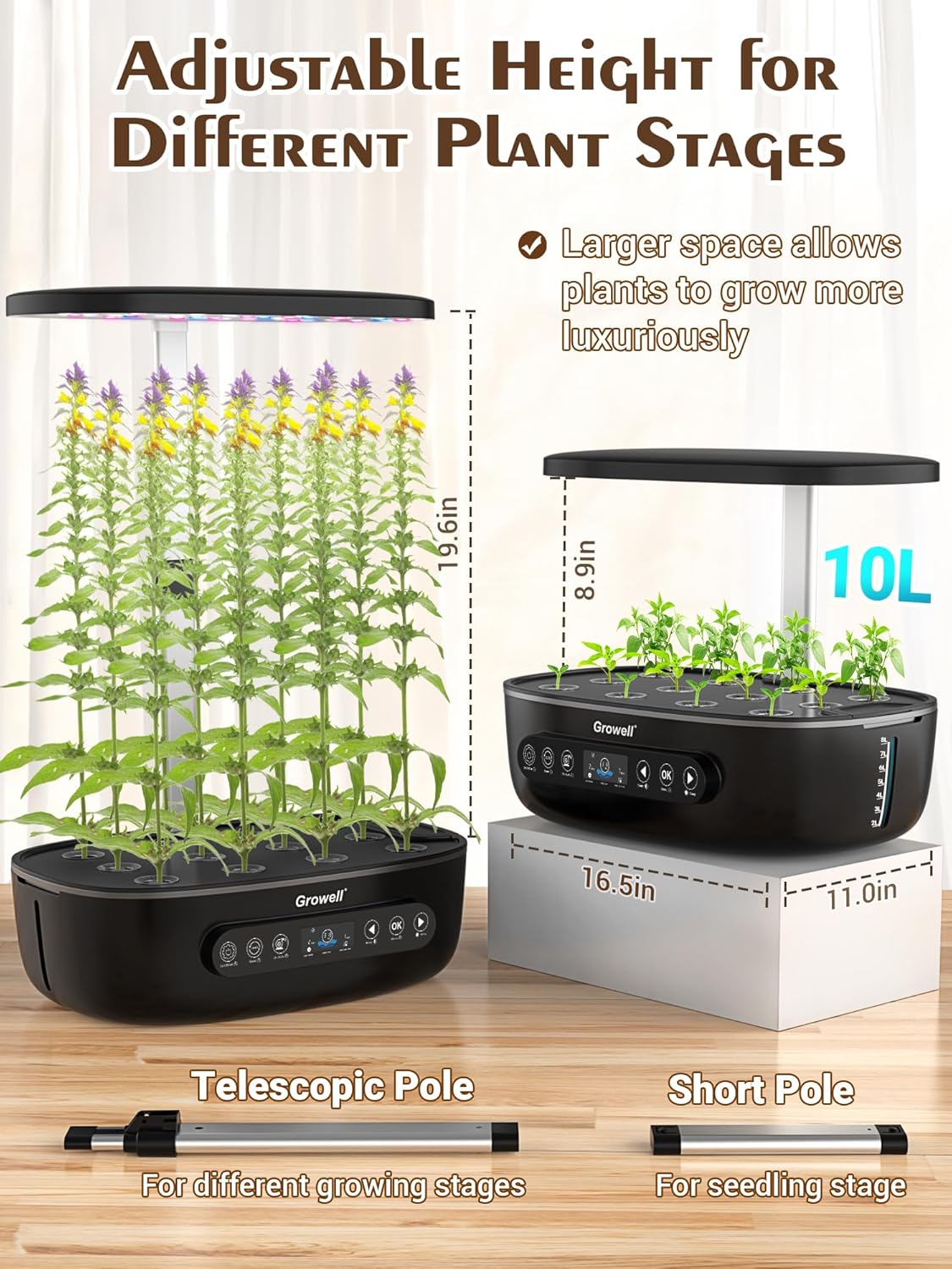 Hydroponics Growing System 12 Pods, Growell Smart Herb Garden with 96 38W LED Grow Lights
