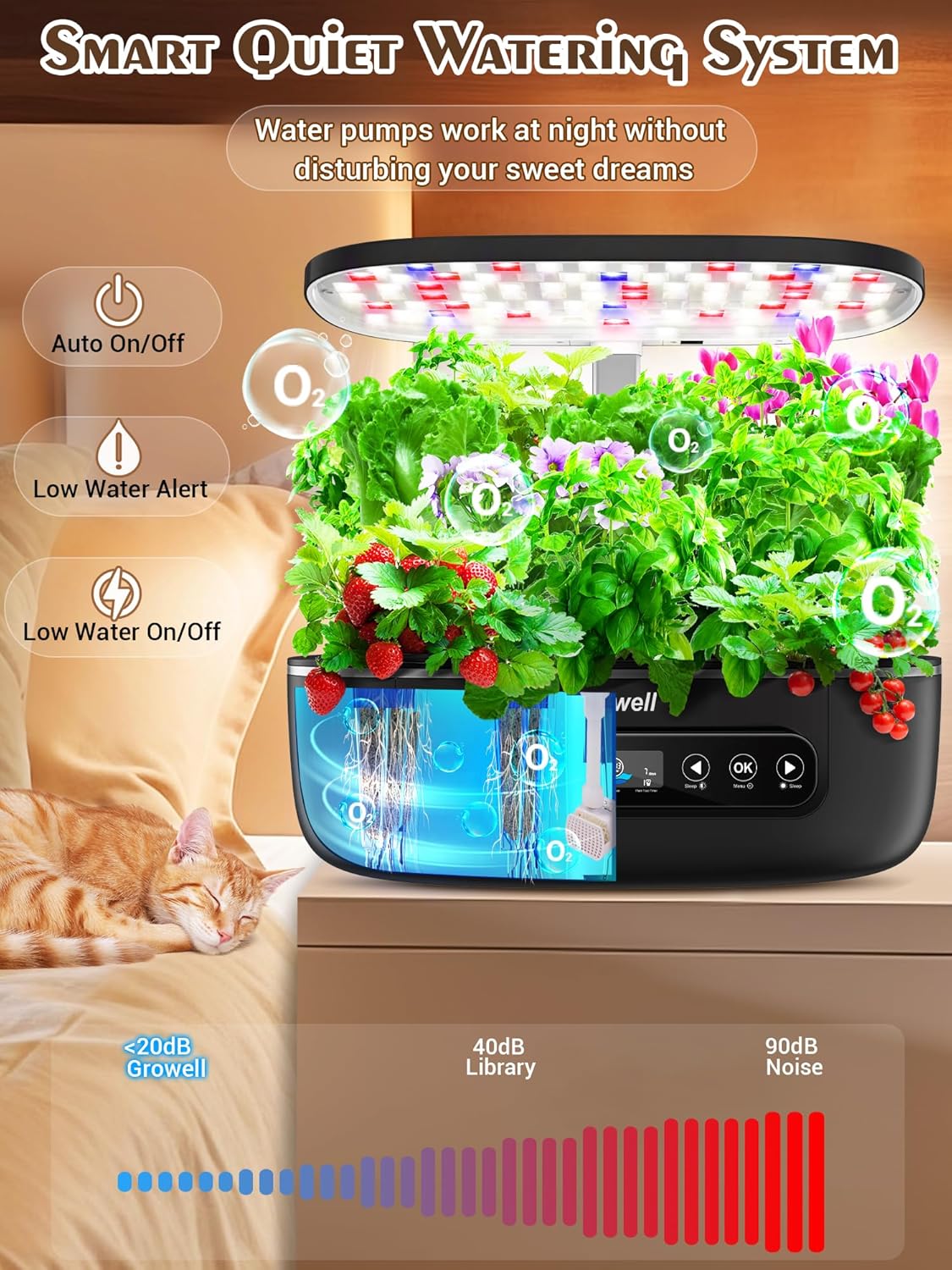 Hydroponics Growing System 12 Pods, Growell Smart Herb Garden with 96 38W LED Grow Lights