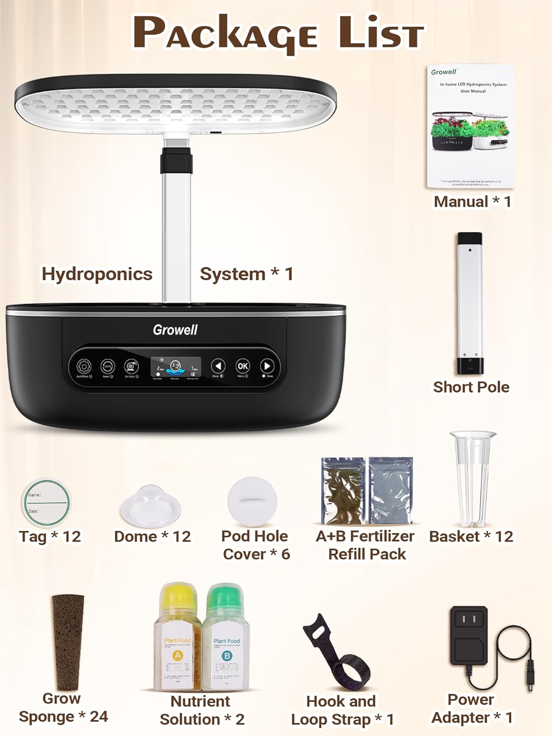 Hydroponics Growing System 12 Pods, Growell Smart Herb Garden with 96 38W LED Grow Lights