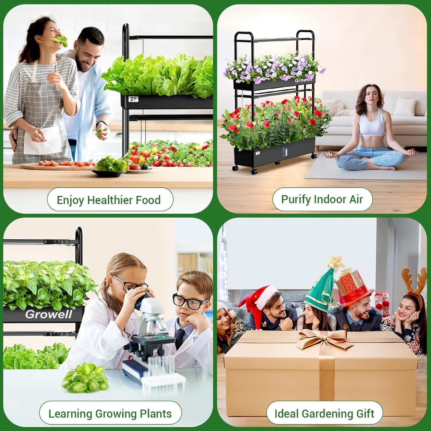 Growell Large Hydroponics Growing System Kit, 60 Pods Vertical Hydroponic Garden with 2 Light Modes Grow Light