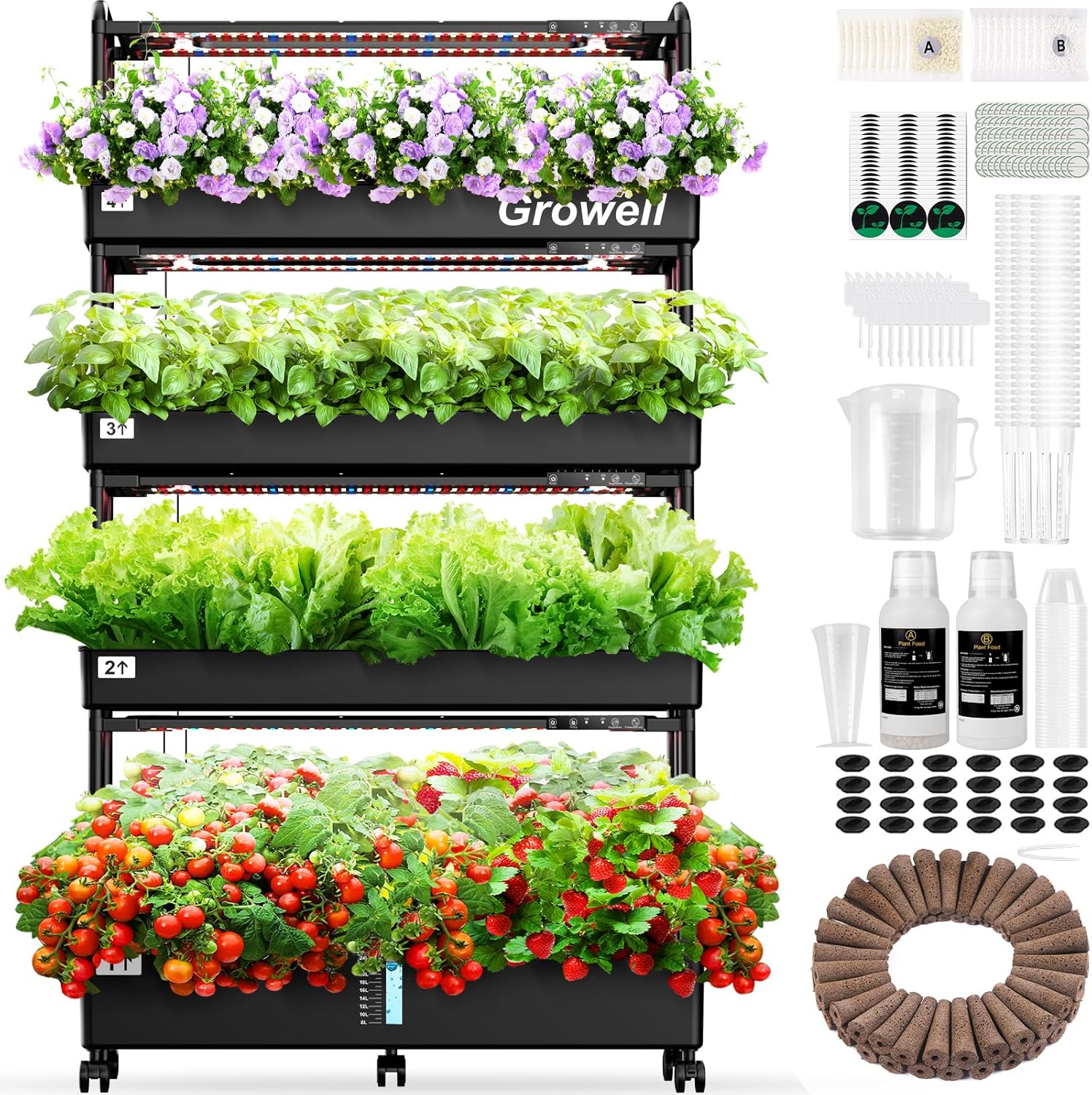 8 plant hydroponic system HS08 Large Hydroponics Growing System Kit, 120 Pods Vertical Hydroponi – Growell