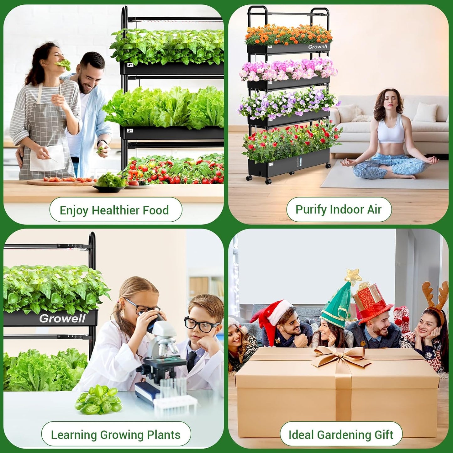 Growell Large Hydroponics Growing System Kit, 60 Pods Vertical Hydroponic Garden with 2 Light Modes Grow Light