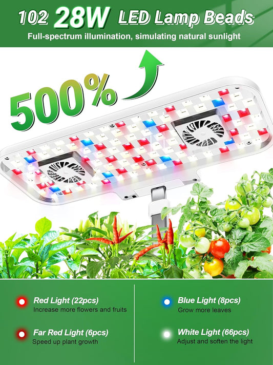 Hydroponics Growing System Kit, 17 Pods Indoor Garden with 28W Full Spectrum LED Grow Light