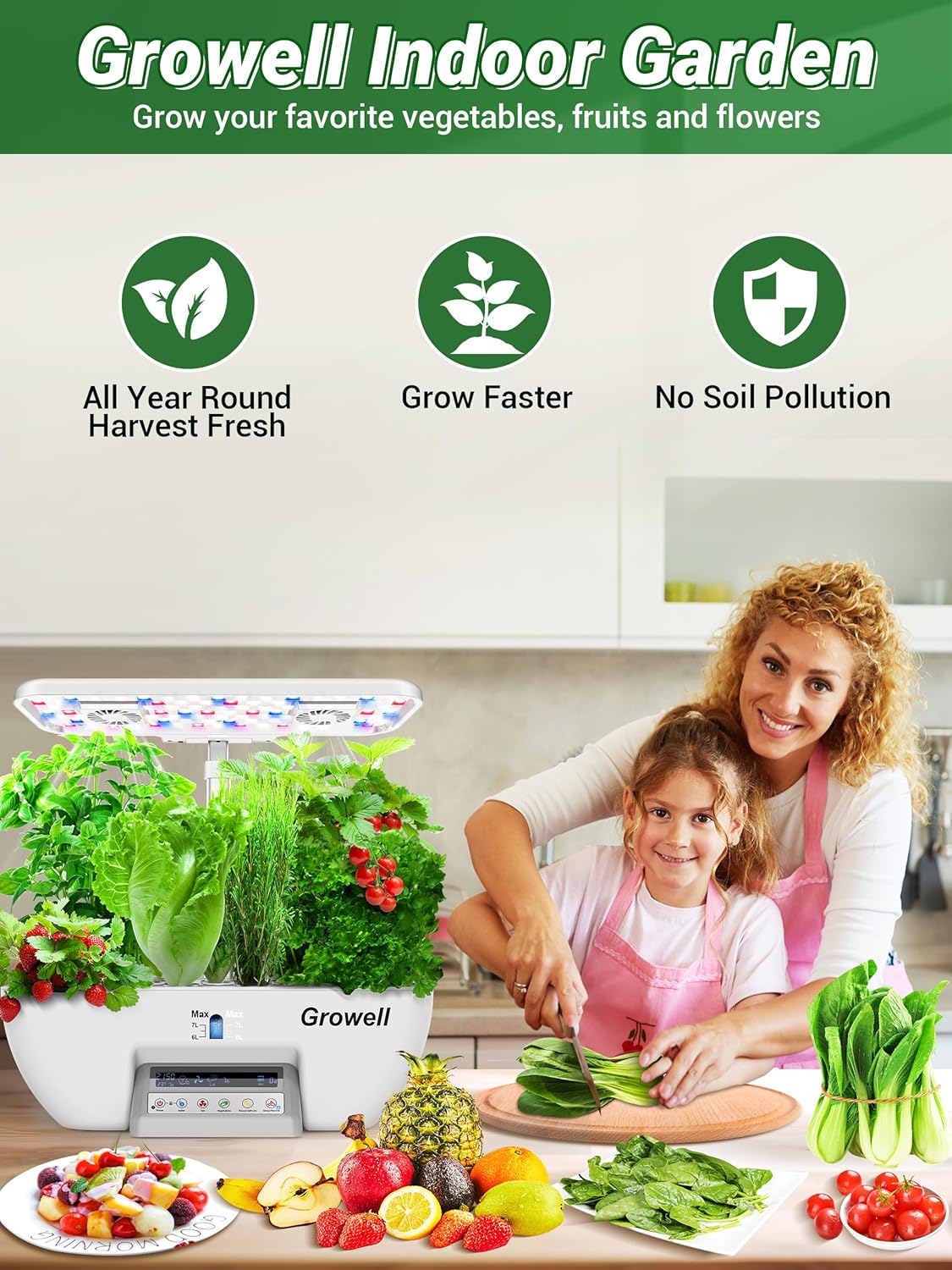 Hydroponics Growing System Kit, 16 Pods Indoor Garden with 28W Full Spectrum LED Grow Light