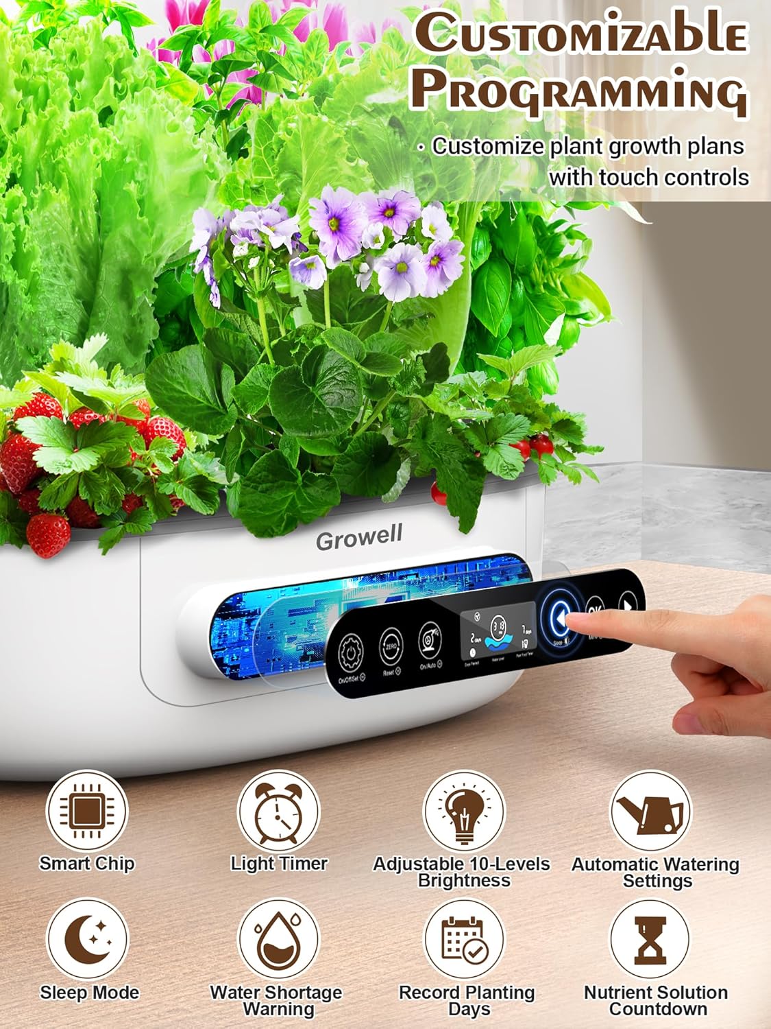 Hydroponics Growing System 12 Pods, Growell Smart Herb Garden with 96 38W LED Grow Lights
