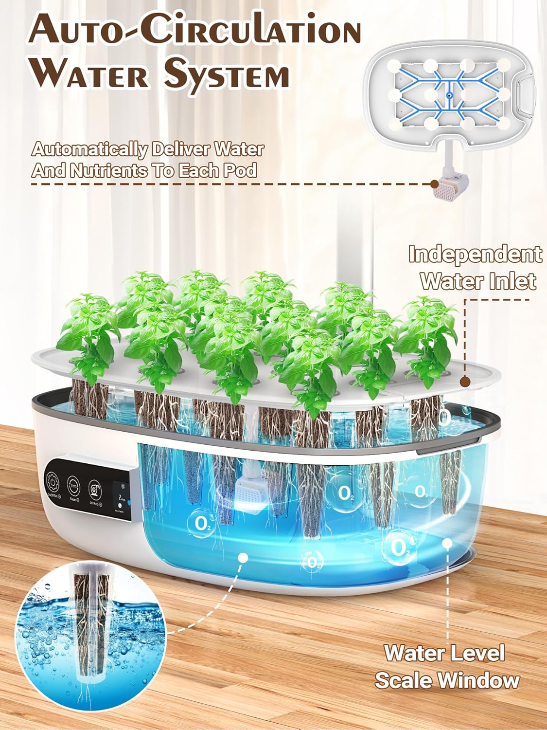Hydroponics Growing System 12 Pods, Growell Smart Herb Garden with 96 38W LED Grow Lights