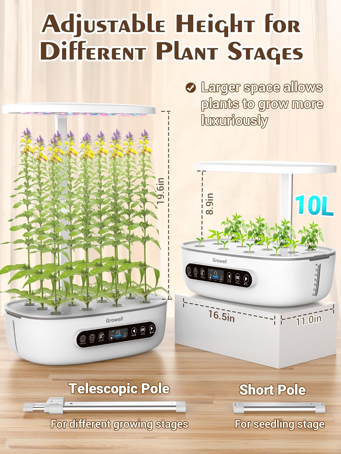 Hydroponics Growing System 12 Pods, Growell Smart Herb Garden with 96 38W LED Grow Lights