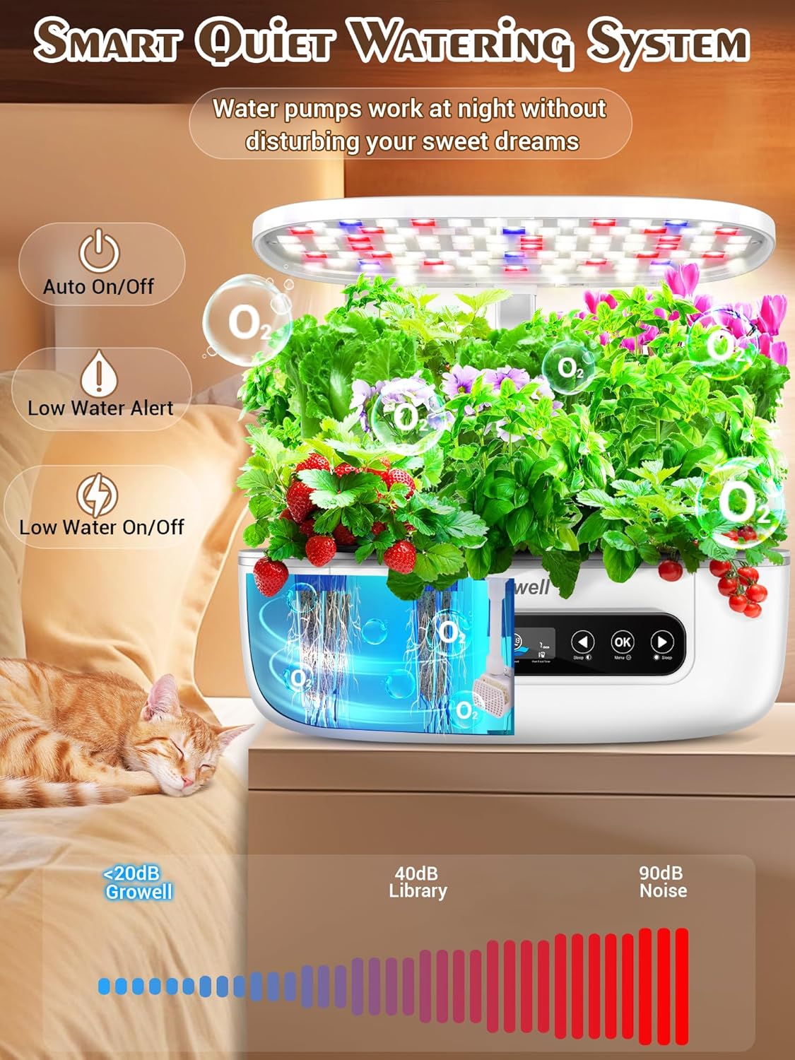 Hydroponics Growing System 12 Pods, Growell Smart Herb Garden with 96 38W LED Grow Lights