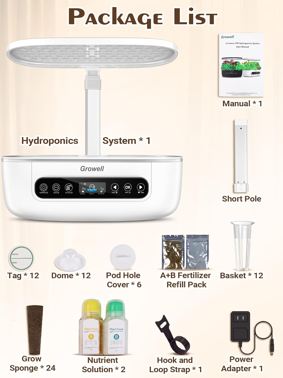 Hydroponics Growing System 12 Pods, Growell Smart Herb Garden with 96 38W LED Grow Lights