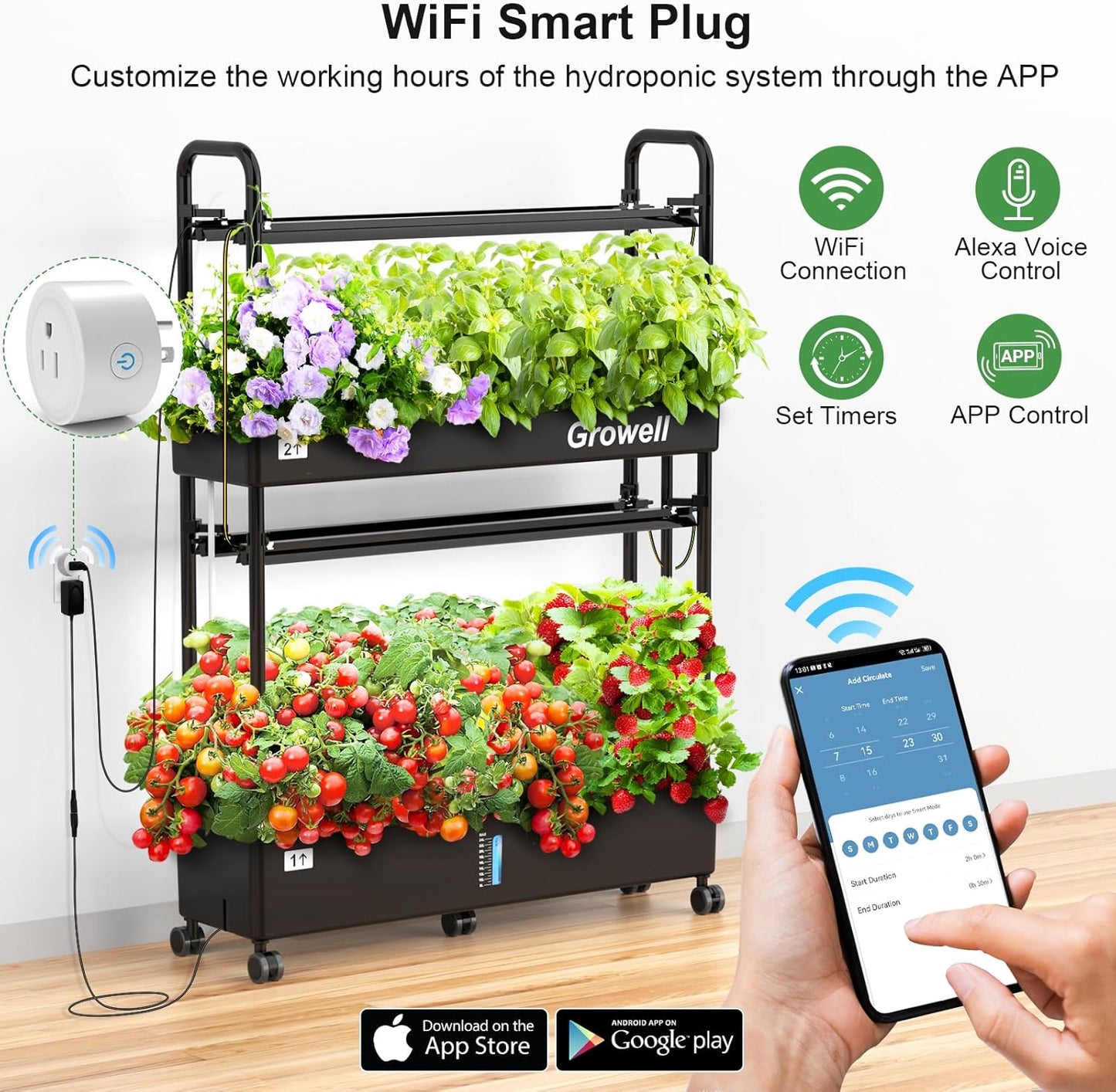 HS03 Hydroponics Growing System Kit, 60 Pods Vertical Indoor Garden with LED Grow Light