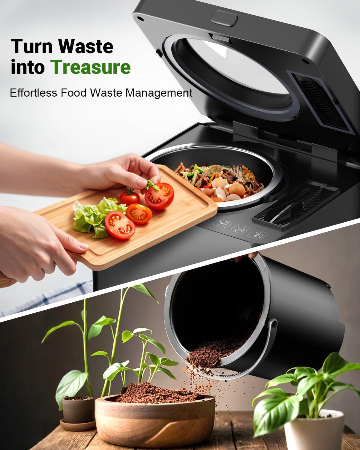 Electric Composter for Kitchen, Smart Composter Indoor Electric with Activated Carbon Filter