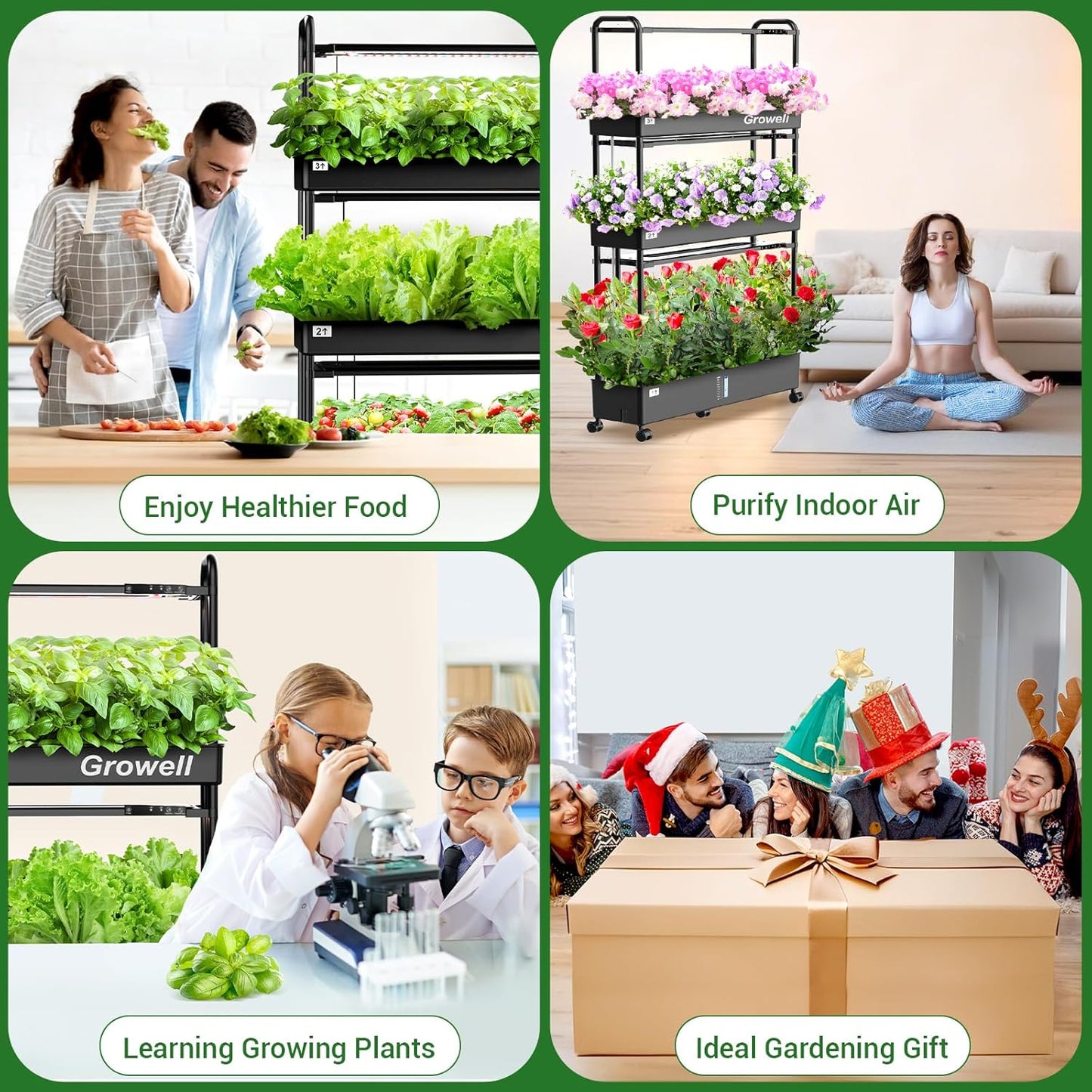 Growell Large Hydroponics Growing System Kit, 60 Pods Vertical Hydroponic Garden with 2 Light Modes Grow Light