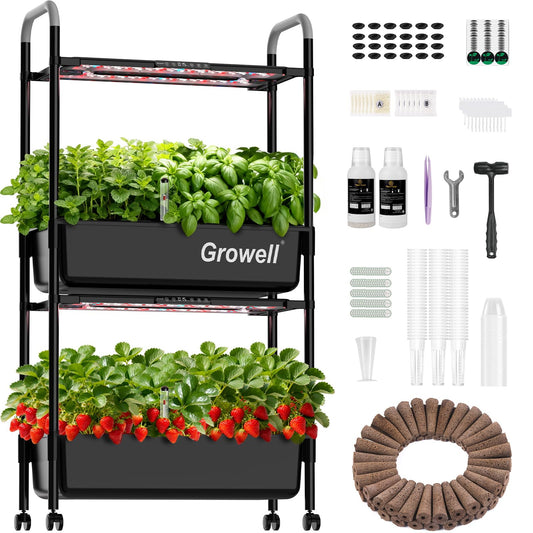 Large Basket Hydroponics Growing System Kit, 32 Pods Vertical Hydroponic Garden with 2 Grow Light Modes, Auto Circulating Water System, 32L Indoor Gardening System for Herb Vegetable Fruit