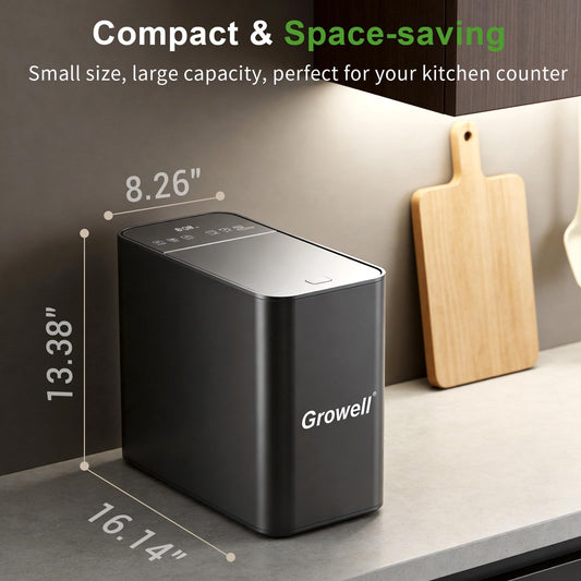 Electric Composter for Kitchen, ETL Listed, 3.2L (108 Oz) Countertop Compost Bin with Strong Brushless Motor(2X Longer Lifespan), Quiet & Odorless, Indoor Composter with LED Display, EC04