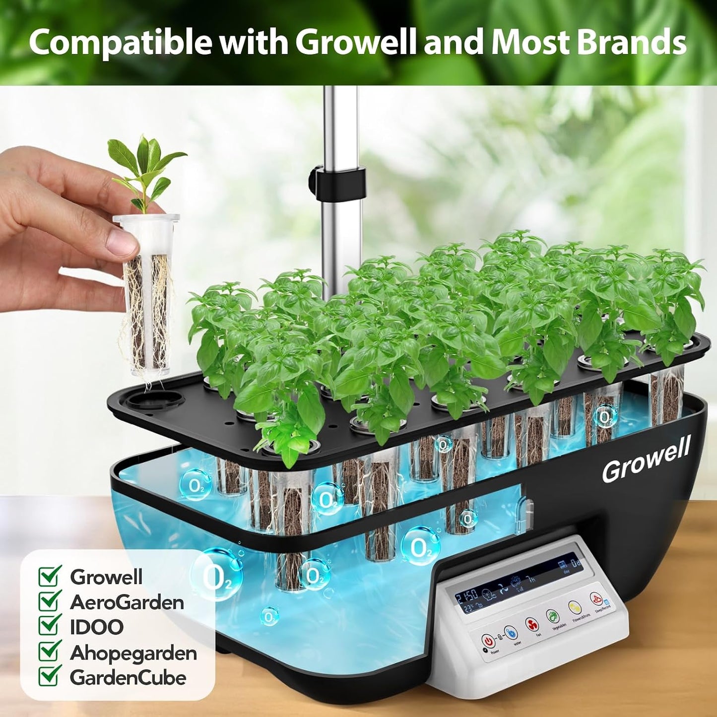Growell 120Pcs Hydroponic Pods Kit, 60 Grow Sponges with 60 Pod Labels, Hydroponics Supplies, Grower Pods Refill Compatible with AeroGarden & Most Growing System, Seed Starter Pods for Indoor Garden,GWHS11ACCY1