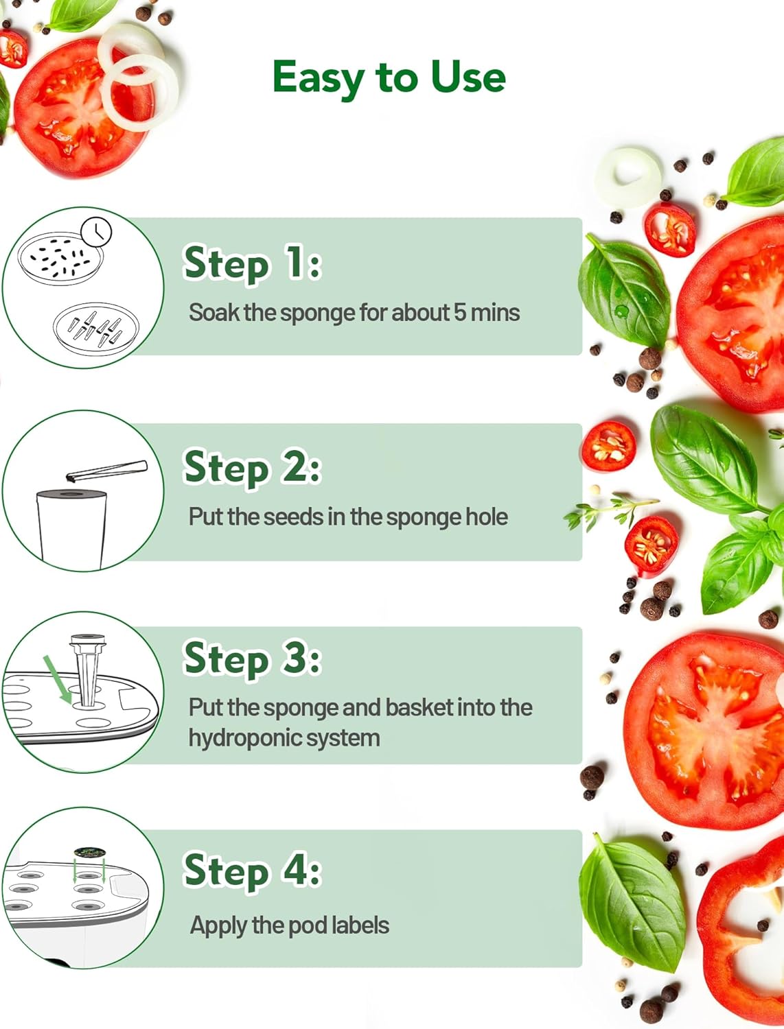 240 Pcs Hydroponic Pods Kit, 120 Pcs Grow Sponges with 120 Pcs Pod Labels Compatible with Aerogarden and Others Brand, Seed Pod Starter Kit for Hydroponics Growing System