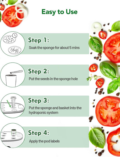 240 Pcs Hydroponic Pods Kit, 120 Pcs Grow Sponges with 120 Pcs Pod Labels Compatible with Aerogarden and Others Brand, Seed Pod Starter Kit for Hydroponics Growing System