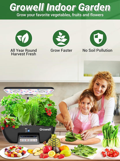 Hydroponics Growing System Kit, 16 Pods Indoor Garden with 28W Full Spectrum LED Grow Light