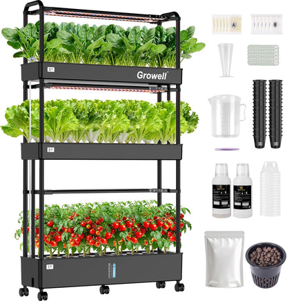 Large Basket Hydroponics Growing System Kit, 32 Pods Vertical Hydroponic Garden with 2 Grow Light Modes, Auto Circulating Water System, 32L Indoor Gardening System for Herb Vegetable Fruit