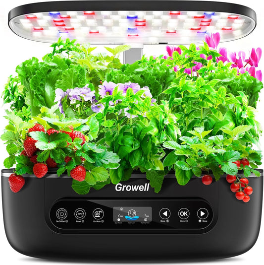 Hydroponics Growing System 12 Pods, Growell Smart Herb Garden with 96 38W LED Grow Lights