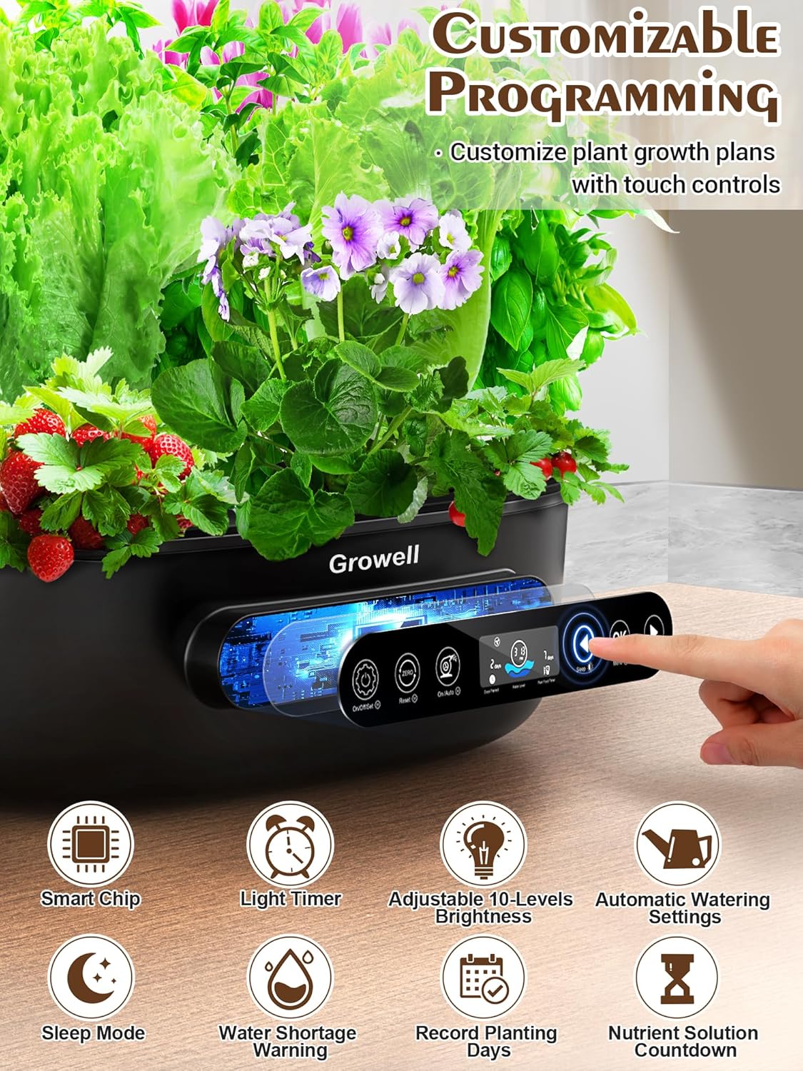Hydroponics Growing System 12 Pods, Growell Smart Herb Garden with 96 38W LED Grow Lights