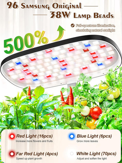 Hydroponics Growing System 12 Pods, Growell Smart Herb Garden with 96 38W LED Grow Lights