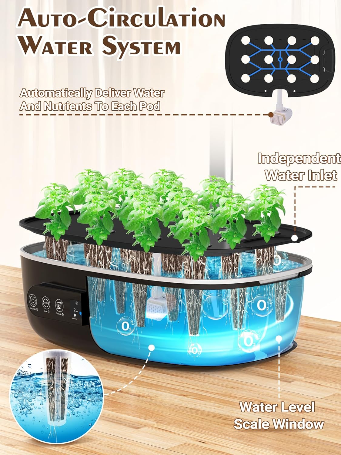 Hydroponics Growing System 12 Pods, Growell Smart Herb Garden with 96 38W LED Grow Lights
