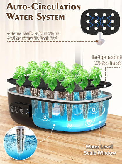 Hydroponics Growing System 12 Pods, Growell Smart Herb Garden with 96 38W LED Grow Lights