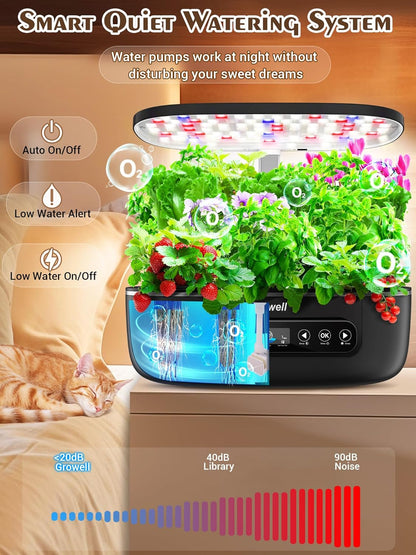 Hydroponics Growing System 12 Pods, Growell Smart Herb Garden with 96 38W LED Grow Lights