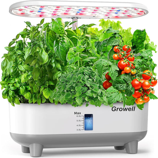 Hydroponics Growing System Kit, 16 Pods Indoor Garden with 28W Full Spectrum LED Grow Light（GWHS05WH）