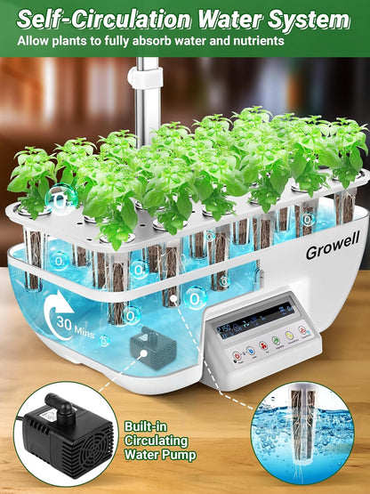 Hydroponics Growing System Kit, 16 Pods Indoor Garden with 28W Full Spectrum LED Grow Light