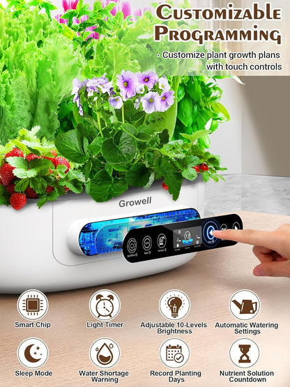 Hydroponics Growing System 12 Pods, Growell Smart Herb Garden with 96 38W LED Grow Lights