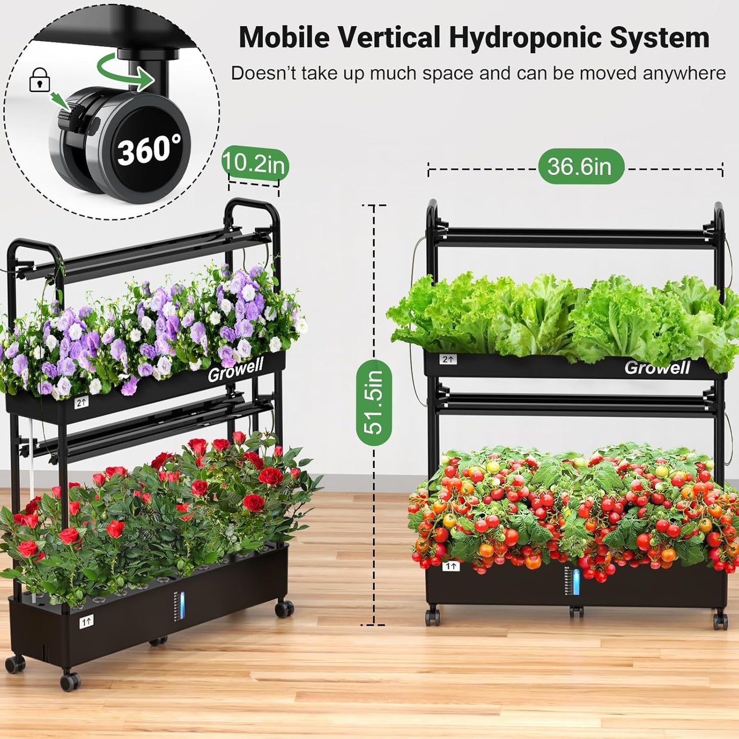 HS03 Hydroponics Growing System Kit, 60 Pods Vertical Indoor Garden with LED Grow Light