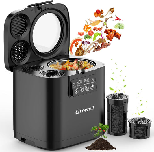 4L Electric Composter for Kitchen, Smart Odorless Compost Bin with 2 Carbon Filters