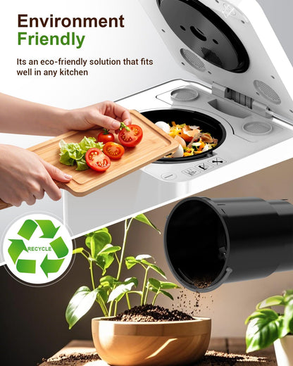 5.2L Large Electric Composter for Kitchen, Smart Odorless Compost Bin with 2-in-1 Activated Carbon Filter