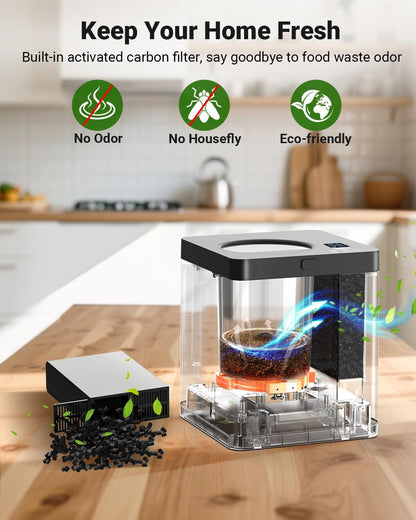 Electric Composter for Kitchen, Smart Composter Indoor Electric with Activated Carbon Filter