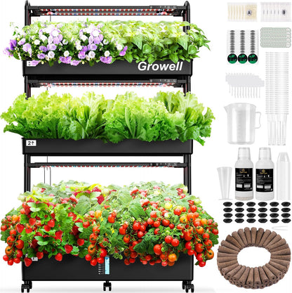 Growell Large Hydroponics Growing System Kit, 60 Pods Vertical Hydroponic Garden with 2 Light Modes Grow Light