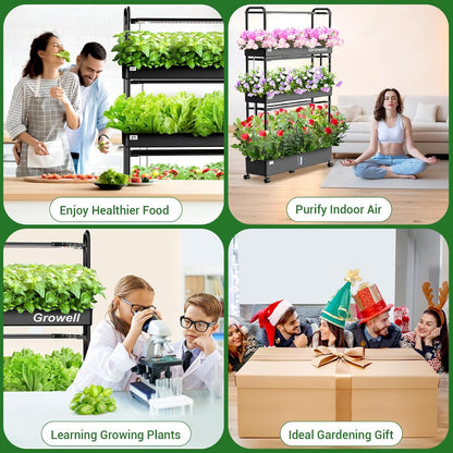 Growell Large Hydroponics Growing System Kit, 60 Pods Vertical Hydroponic Garden with 2 Light Modes Grow Light