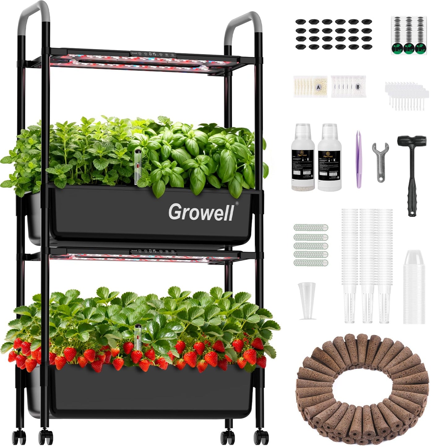 HS11 Hydroponics Growing System Kit, 54 Pods Vertical Indoor Herb Garden with Smart LED Grow Light, Auto Circulating Water Pump Each Tier, 28L Hydroponic Gardening Systems for Ideal Gifts