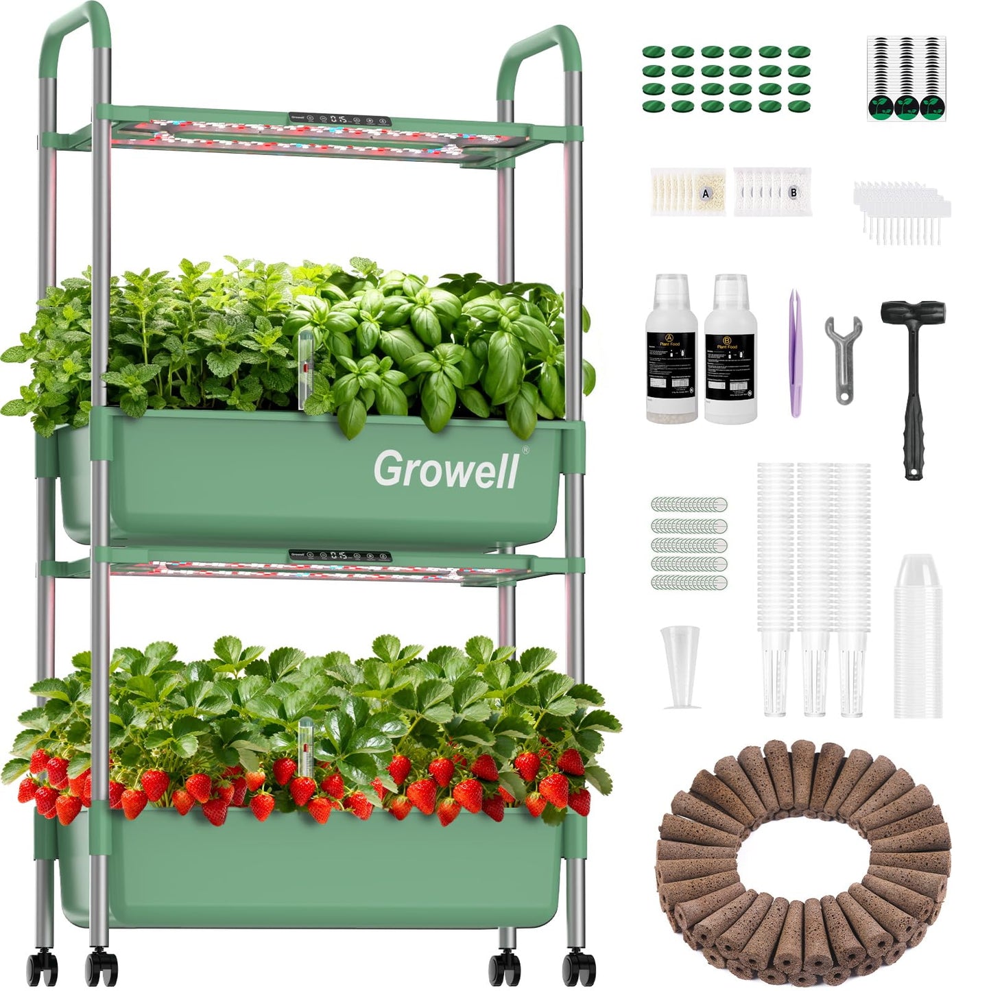 HS11 Hydroponics Growing System Kit, 54 Pods Vertical Indoor Herb Garden with Smart LED Grow Light, Auto Circulating Water Pump Each Tier, 28L Hydroponic Gardening Systems for Ideal Gifts
