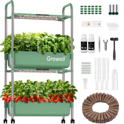 HS11 Hydroponics Growing System Kit, 54 Pods Vertical Indoor Herb Garden with Smart LED Grow Light, Auto Circulating Water Pump Each Tier, 28L Hydroponic Gardening Systems for Ideal Gifts