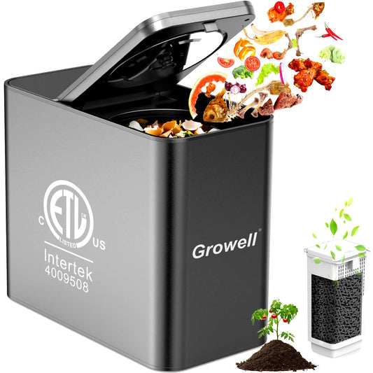 Electric Composter for Kitchen, ETL Listed, 3.2L (108 Oz) Countertop Compost Bin with Strong Brushless Motor(2X Longer Lifespan), Quiet & Odorless, Indoor Composter with LED Display, EC04